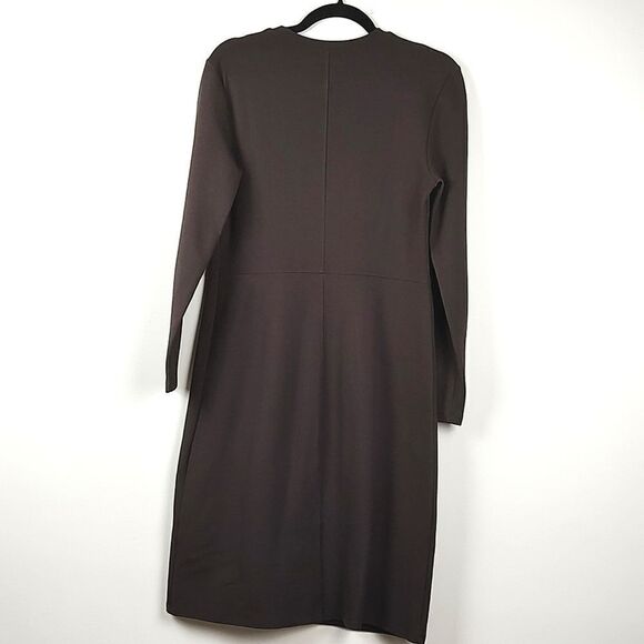 J. Crew Brown V-neck Ponte Knit Long Sleeve Dress Size 8 - Picture 9 of 11